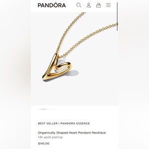 Pandora Organically Shaped Heart Pendant Necklace